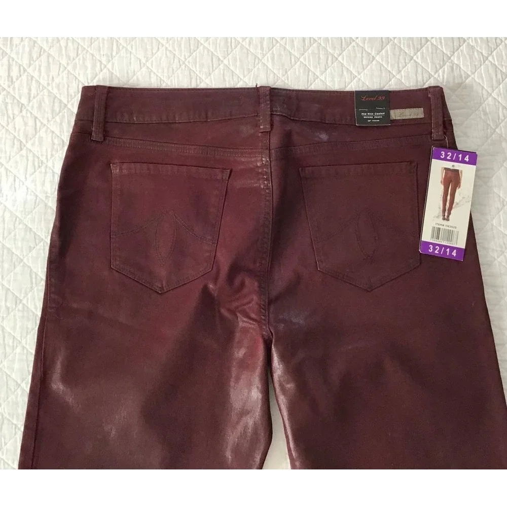 Level 99 Mid Rise Coated Skinny Jeans Forever‎ 32/14 NWT Glam Bikercore Punk NWT